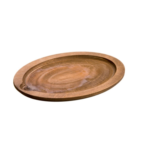 Lodge Walnut Stain Oval Wood Underliner - 15 1/2 Inch, 6 Per Case